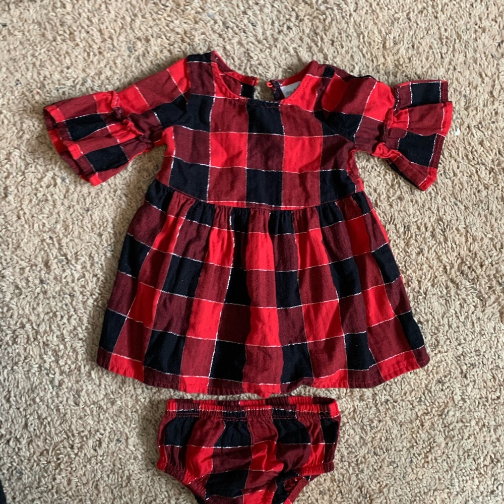 Baby girl red dress & bottoms